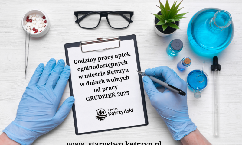 Godziny pracy aptek ogólnodostępnych w mieście Kętrzyn w dniach wolnych od pracy – GRUDZIEŃ 2025