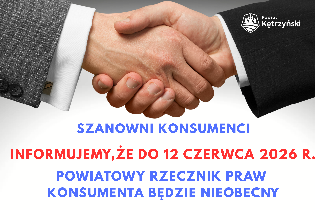 Plakat informujący o nieobecności Rzecznika Praw Konsumenta