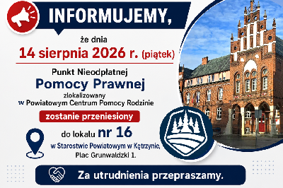 Informacja dotycząca Punktu Nieodpłatnej Pomocy Prawnej w PCPR w Kętrzynie